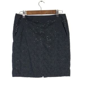 Loft Black Tan Career Office Mini Skirt Size 8